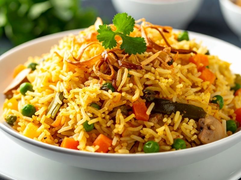 Egg fried rice as a meatless meal idea for Lent.