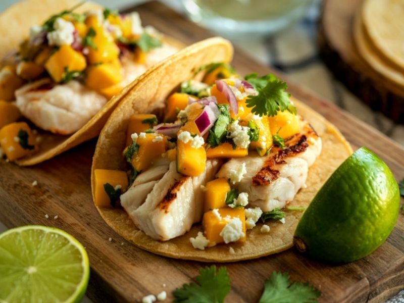Fish tacos as a meatless meal idea for Lent.