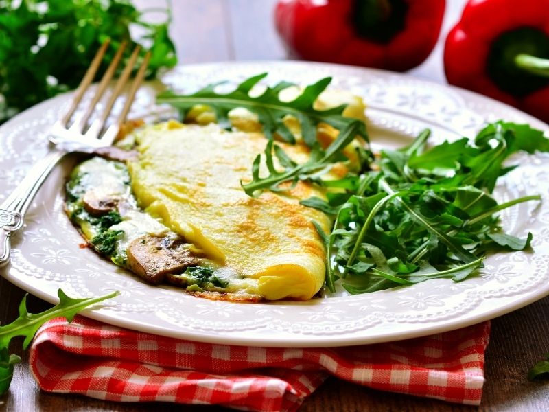 Omlette recipe for meatless meal idea for Lent.